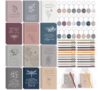 Mooliwe Lot de 12 carnets d'affirmation positive avec stylos en acrylique, porte-clés, blocs-notes de motivation pour femmes, collègues, Noël, adultes (fleur)
