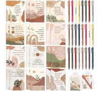 Mooliwe Lot de 24 carnets de gratitude et de 48 pièces avec stylos, petits sacs, bloc-notes d'encouragement motivant, journal d'affirmation quotidienne, journal pour femme, soulagement du stress