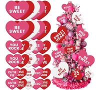 Mooliwe Lot de 30 découpes Jumbo pour décoration d'arbre de Saint-Valentin en forme de cœur avec inscription « Be Mine Kiss Me Love Forever » - Décoration à suspendre pour la Saint-Valentin (rouge)