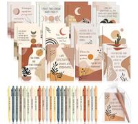 Mooliwe Lot de 48 carnets de gratitude avec stylos, petits sacs, bloc-notes d'encouragement de motivation, journal d'affirmation quotidienne, journal pour femme, soulagement du stress, soins