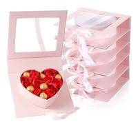 Mooliwe Lot de 6 boîtes cadeaux en forme de cœur à remplir avec ruban en forme de cœur pour la Saint-Valentin, mariage, anniversaire, amour