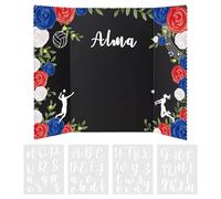 Mooliwe Tableau d'affichage à trois volets pour remise de diplôme 122 x 91,4 cm sur le thème du volleyball - 3 panneaux avec autocollants - Décoration de remise de diplôme 2026 pour projets scolaires