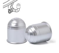 Moollyfox 2 Pièces Cache Boule Attelage, Universel 50mm Capuchon de Protection de Boule d'attache Remorque Voiture, Protège Boule d'Attelage en Plastique, Barre de Remorquage Boule Attelage, Argent