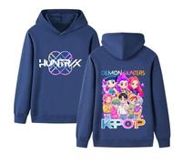Moollyfox Huntrix Sweat à capuche pour fille avec impression caricature, sweat à capuche de sport pour garçons, filles et adolescents, Marine 2#, 160