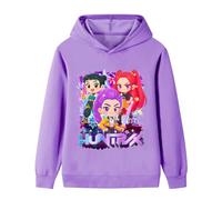 Moollyfox Huntrix Sweat à capuche pour fille avec impression caricature, sweat à capuche de sport pour garçons, filles et adolescents, Violet 1#, 130