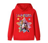 Moollyfox Sweat à capuche Huntrix pour enfants, adolescents, avec imprimé caricature, sweat à capuche de loisirs pour garçons, filles, adolescents, Rouge 1#, 160
