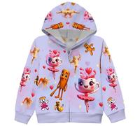 Moollyfox Veste de survêtement italienne pour enfant - Rouge foncé - Veste à capuche avec fermeture éclair - Tung Tung Tung - Ballerine - Cappuccina - Fille - Garçon - Fermeture éclair, Violet (3