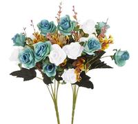 Moomass Lot de 24 Roses artificielles en Soie pour Maison, hôtel, Bureau, décoration de Table de Mariage (5 Couleurs au Total)