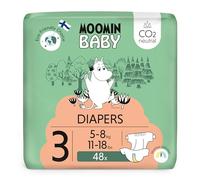Moomin Baby Eco Couches Taille 3, 5-8 kg 48 couches Premium avec barrière anti-fuite | Doux et agréable pour la peau, respirant, absorbant, sans produits chimiques inutiles