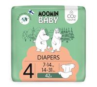 Moomin Baby Eco Couches Taille 4, 7-14 kg 42 couches Premium avec barrière anti-fuite | Doux et agréable pour la peau, respirant, absorbant, sans produits chimiques inutiles