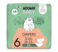 Moomin Baby Eco Couches Taille 6, 12-24 kg 34 couches Premium avec barrière anti-fuite | Doux et agréable pour la peau, respirant, absorbant, sans produits chimiques inutiles