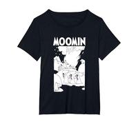 Moomin Moominland Midwinter Bonfire Scène T-Shirt, Femme Grandes Tailles, Noir, 4X