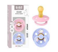 Moomin x BIBS Colour Tétine, 6-18 mois, 2-pack, Baby Pink/Hush