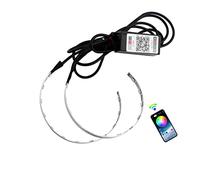 MOOMOO Like A Breeze 1 jeu Application RVB LED Bluetooth Devil Demon Eyes Halo Anneaux for voiture Moto de voiture 2.5 3.0 pouce Projecteur Objectif Lens de rénovation Ange Yeux 12V
