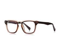 moomoobird Lunettes de mode pour hommes TR90 cadre tendance carré lunettes monture mâle UV400 lentille, Marron avec transparent