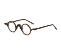 moomoobird Verres ronds pour hommes femmes lunettes vintage TR90 petits verres monture lentille claire lunettes rétro, Marron avec transparent, L