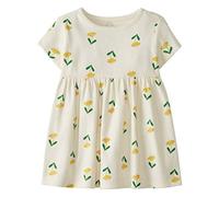 Moon and Back by Hanna Andersson Robe en Tricot Bébé Fille, Jaune Clair Fleurs, 18-24 Mois