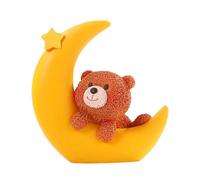 Moon Bear Cake Topper - Mini Resin Figurine, Creative Table Ornament | Whimsical Sleeping Decoration With Soft Carved Look For Baby Shower Celebration Home Bakery Setup Party Display Dessert Theme Dec