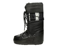 Moon Boot Icon Glance Bottes d'hiver noires satinées brillantes en platine avec isolation thermique, semelle intermédiaire légère et semelle en caoutchouc pour un maintien sûr.