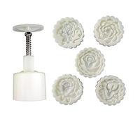 Moon Cake Lot de 4 moules ronds à pression pour pâtisserie Motif floral 75 g