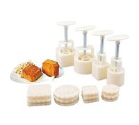 Moon Cake Mold Press, 4 Piece DIY Food Grade Set, Cookie and Cake Mold with Patterned Design, Baking Non Stick, Dessert with Easy Press Feature, Kitchen Supplies for Holiday Party