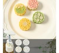 Moon Cakes Moule à gâteau avec agrafes 2/4, motif 3D, 50 g, presse à fleurs, moule à gâteau de lune, emporte-pièces à pression manuelle