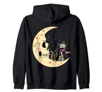 Moon Cat Mexican Souls Day of Dead Dia De Los Muertos Floral Sweat à Capuche