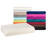 Moon - Couverture classique grande taille 220 x 240 cm - Beige clair - Couverture en laine unie - Mélange de coton facile d'entretien