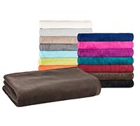 Moon - Couverture classique grande taille 220 x 240 cm marron foncé - Couverture en laine unie - Mélange de coton facile d'entretien