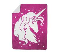 Moon Couverture douillette de luxe en coton - Motif licorne - 150 x 200 cm - Rose