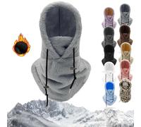 Moon Cozy Hood, Agriculturi Sherpa Hood Ski Mask for Women Man, Winter Outdoor Hooded Sports Windproof Mask (FR/ES, Alpha/Lettres, Taille Unique, Gray)