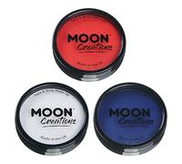 Moon Creations Maquillage professionnel visage et corps | Moules à gâteaux professionnels avec peinture colorée pour maquillage | pour enfants, adultes, rouge, blanc, bleu foncé,