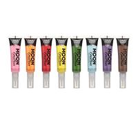 Moon Creations Tubes de peinture pour le visage et le corps avec pinceau applicateur | Prêt à l'emploi | Sans cruauté | pour enfants, adultes, festival, Halloween, lot de 8, 15 ml