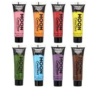 Moon Creations Tubes de peinture pour le visage et le corps | Peinture pour le visage prête à l'emploi | Sans cruauté | pour enfants, adultes, festivals, Halloween et plus encore, lot de 8, 12 ml