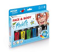 Moon Creations Tubes de peinture pour le visage et le corps | Peinture pour le visage prête à l'emploi | Sans cruauté | pour enfants, adultes, Halloween et plus, Boîte de couleurs primaires, 12 ml