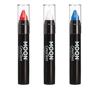 Moon CreationsCrayon de corps de bâton de peinture de visage | Pour enfants, adultes, festival, Halloween, bleu, blanc, rouge, 3,2 g
