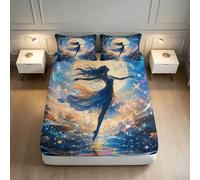 Moon Dance Drap Housse Impression 3D Microfibre Résistant | 160x200x25cmSurface Lisse Cadeau Chambre Microfibre Décor Chambre Anti-glisse