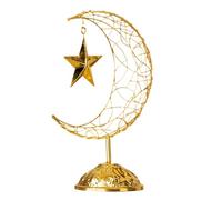 Moon Decor - Festive Table Centrepiece, Hollow Star Celestial Ornament, Gold Electroplated + Fade Resistant, Premium Lightweight Iron Stand, for Bookshelves & Home Office, Elegant Party Display