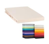 Moon Drap-housse classique en jersey 100 % coton (naturel) 140 x 200 à 160 x 220 cm