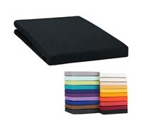 Moon Drap-housse classique en jersey 100 % coton (noir) 120 x 200 à 120 x 220 cm