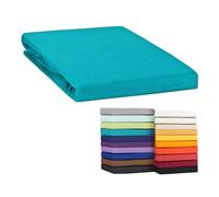 Moon Drap-housse Line Green - 100 % coton - 160 g/m² - 120 x 200 cm - 120 x 220 cm - Bleu pétrole