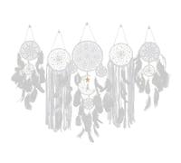 Moon Dream Catcher - 5 Pièces Dreamcatcher | Attrape-rêves Boho Blanc | 5 Capteurs De Rêves Lunaires | Tenture Murale Attrape-rêves, Tenture Murale Attrape-rêves Bohème, Décoration Murale Pour Maman,