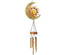 Moon Fairy Carillon éolien solaire à LED avec boule en verre craquelé pour extérieur, carillon éolien étanche à énergie solaire, décoration de jardin tonique, carillon éolien solaire d'extérieur