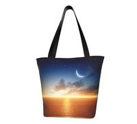 Moon Fashion Sac fourre-tout en toile avec motif imprimé sur toute la surface, grand sac fourre-tout réutilisable avec double poignée, sac de plage, sac de week-end