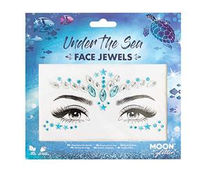 Moon Glitter Bijoux pour le visage, Bijoux pour le corps du visage du Festival, Autocollants scintillants pour les yeux, Bijoux de tatouage temporaires (Sous la mer)