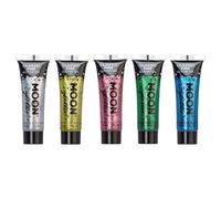Moon Glitter - Gel brillant fin classique - 12ml - Assortiment de 5 couleurs - Pailleté pour visage.