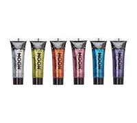 Moon Glitter - Gel brillant fin classique - 12ml - Assortiment de 6 couleurs - Pailleté pour visage.