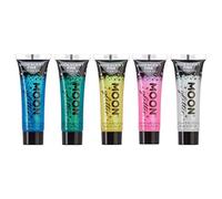 Moon Glitter - Gel brillant fin iridescent - 12ml - Assortiment de 5 couleurs - Pailleté pour visage.