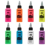 Moon Glow 3D Neon UV Peinture pour tissu - Peinture pour tissu pour vêtements, t-shirts, sacs, chaussures et toile, multicolore, 30 ml (lot de 8)