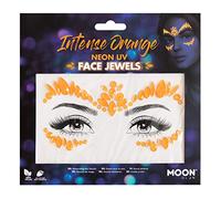 Moon Glow Bijoux de visage au néon UV pour les pierres précieuses, autocollants de maquillage pour les yeux en cristal pailleté, bijoux de tatouage temporaire, orange, 1 pièce (lot de 1)